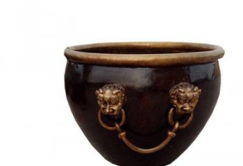 甘肃铜雕圆形荷花水缸雕塑 (4)