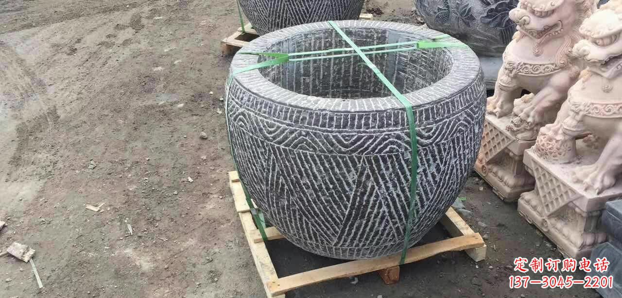 甘肃纹理石浮雕水缸