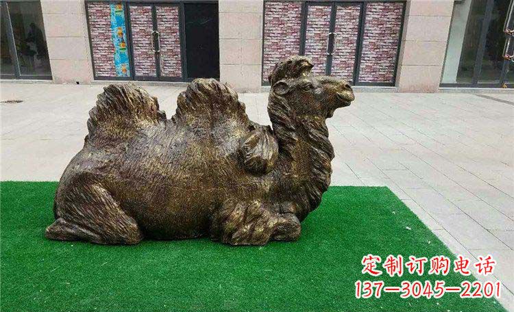 甘肃卧着的骆驼动物铜雕