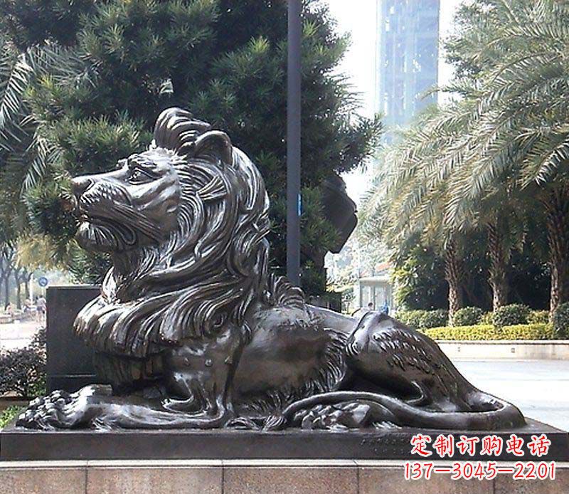甘肃卧着的西洋狮看门狮子铜雕