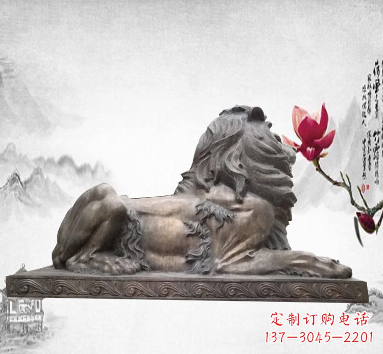 甘肃卧着的西洋狮子铜雕