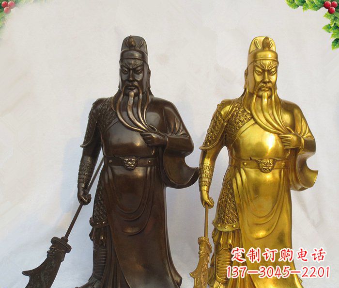 甘肃武财神持刀关公铜雕 (2)