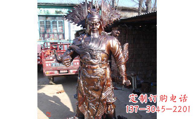 甘肃武财神持刀关公铜雕 (3)