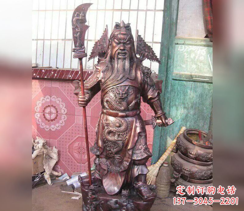 甘肃武财神关公提刀铜雕
