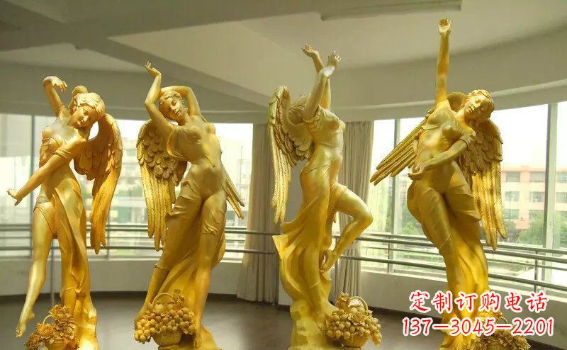 甘肃舞蹈四女神玻璃钢仿铜人物雕塑