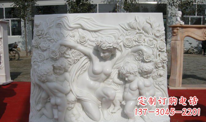 甘肃西方女人与孩子汉白玉浮雕