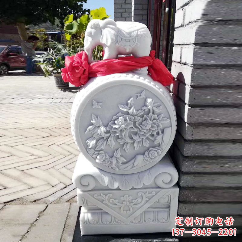 甘肃仙鹤石雕门墩