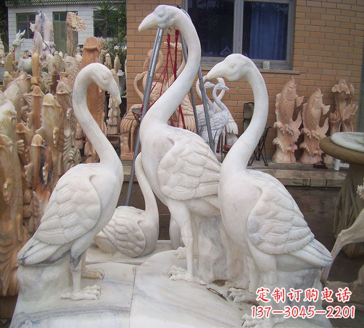 甘肃仙鹤衔树枝 石雕