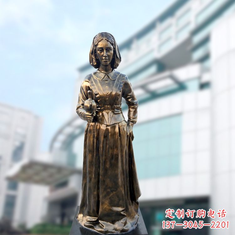 甘肃现代护理教育奠基人南丁格尔玻璃钢仿铜雕像