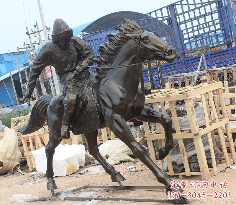 甘肃现代骑马人物公园景观铜雕