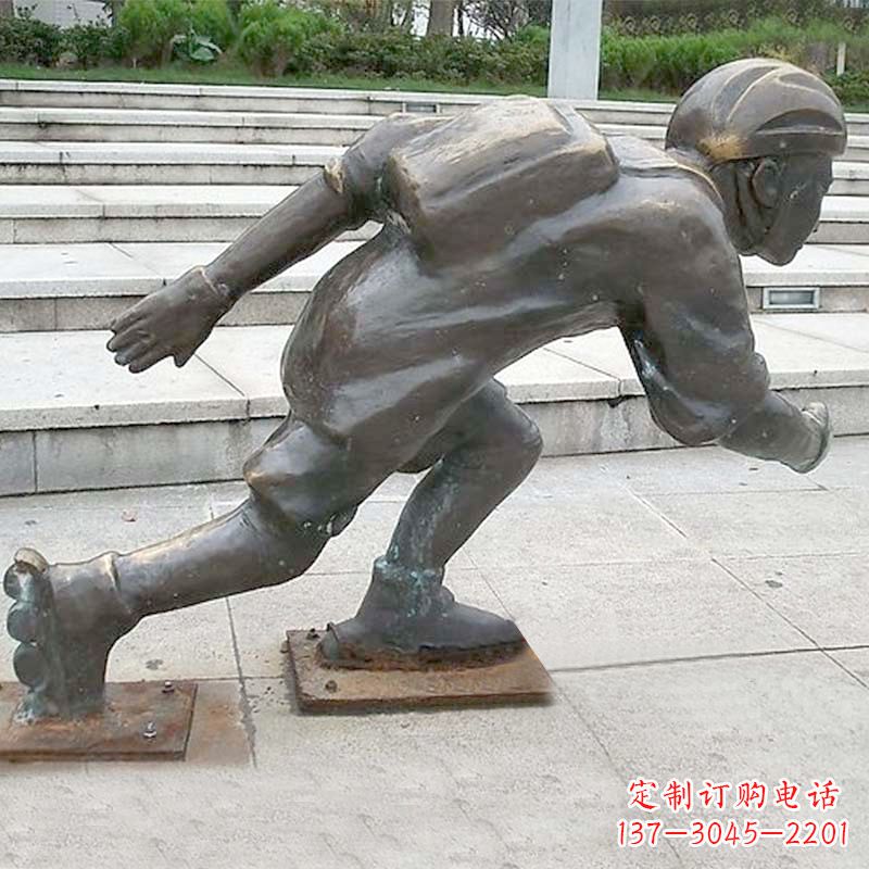 甘肃小孩滑旱冰广场人物运动雕塑