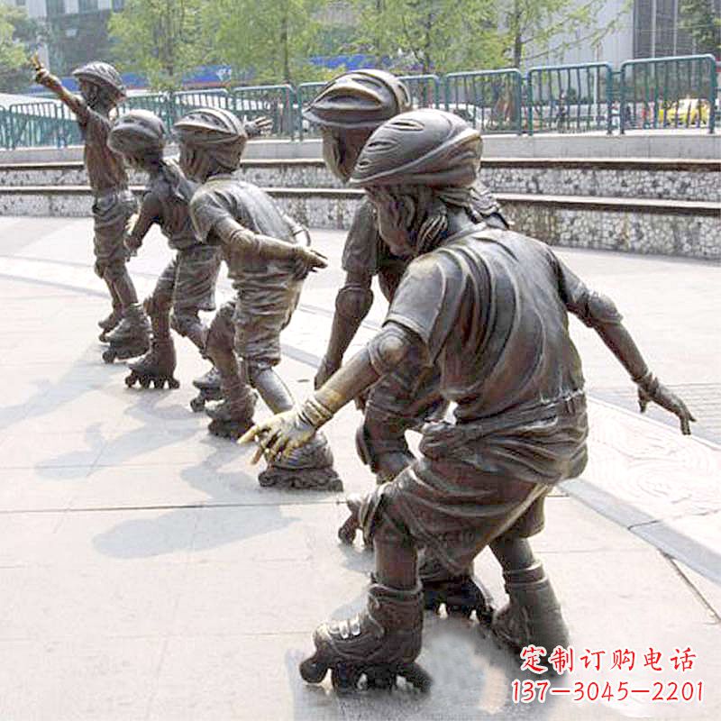 甘肃小孩滑旱冰广场运动主题雕塑