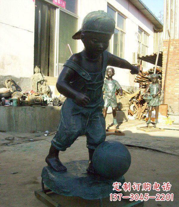 甘肃小孩玩耍青铜人物铜雕