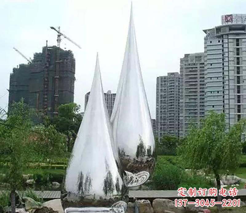 甘肃小区不锈钢水滴雕塑