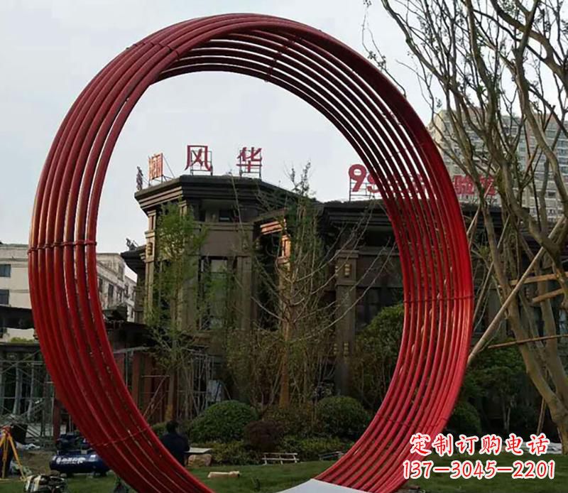 甘肃小区不锈钢圆环景观雕塑