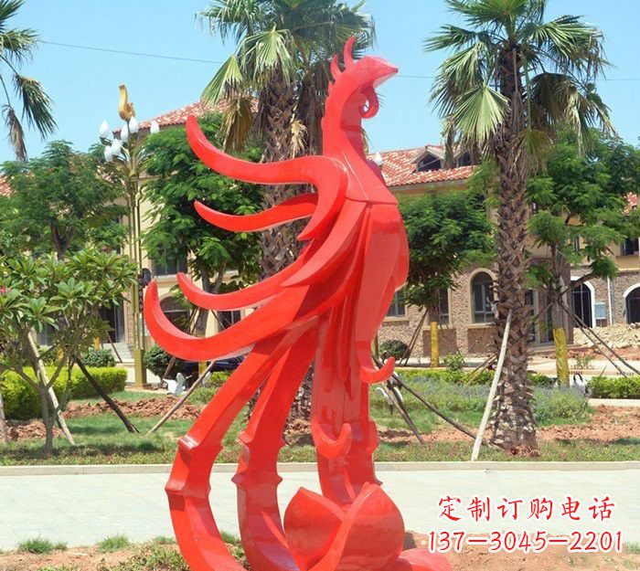 甘肃小区抽象不锈钢凤凰雕塑