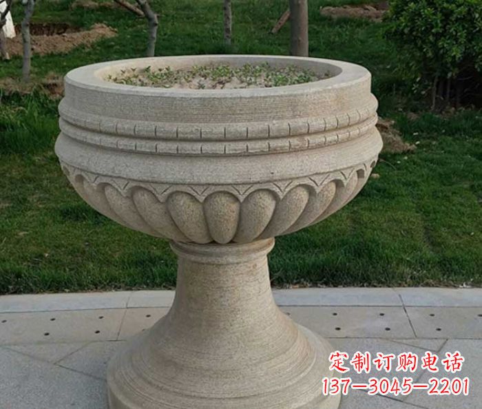 甘肃小区大理石花盆摆件石雕