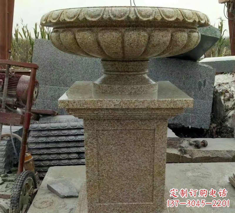 甘肃小区花岗岩花盆雕塑