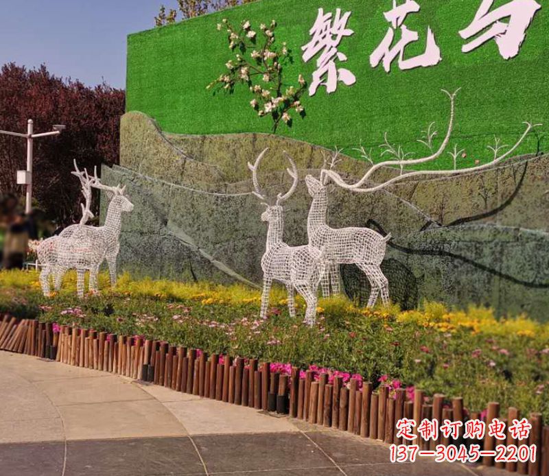 甘肃小区景观不锈钢梅花鹿