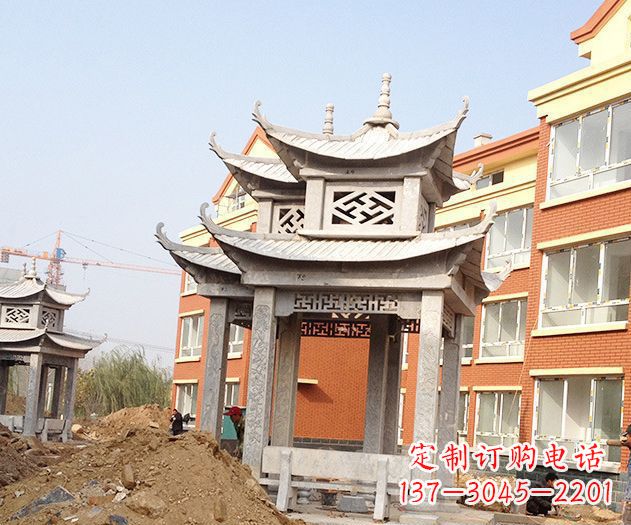 甘肃小区景观大理石凉亭石雕
