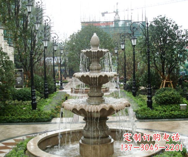 甘肃小区景观大理石喷泉石雕 (4)