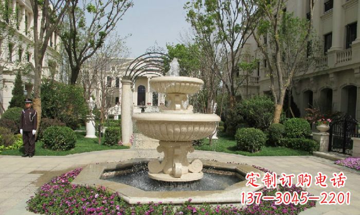 甘肃小区景观大理石喷泉石雕 (7)