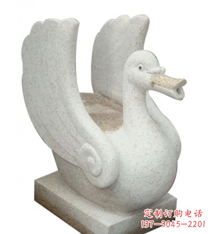 甘肃小区景观大理石天鹅喷泉石雕 (2)