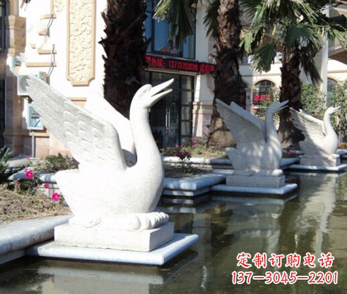 甘肃小区景观大理石天鹅喷泉石雕