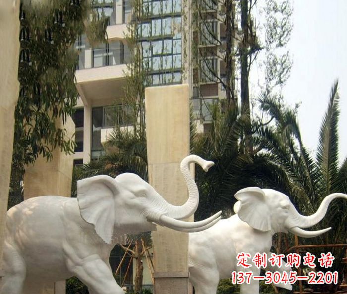 甘肃小区景观汉白玉大象石雕