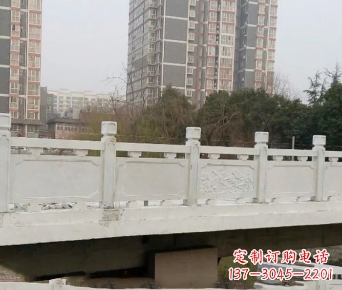 甘肃小区景观汉白玉石雕栏板 (2)