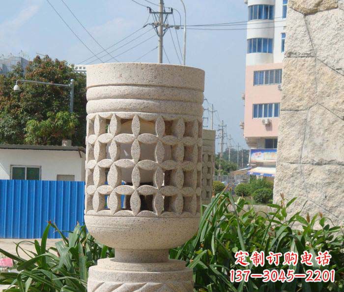 甘肃小区景观镂空石灯石雕