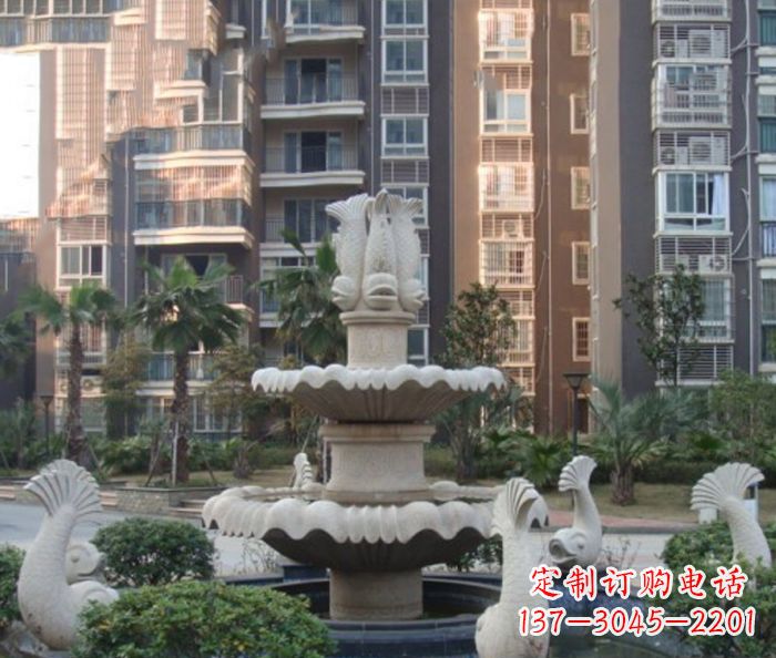 甘肃小区景观鲤鱼喷泉石雕