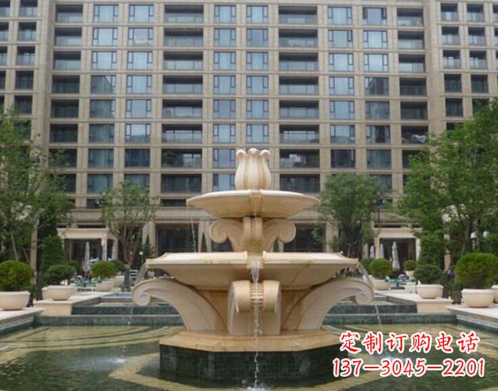 甘肃小区景观晚霞红喷泉石雕 (2)