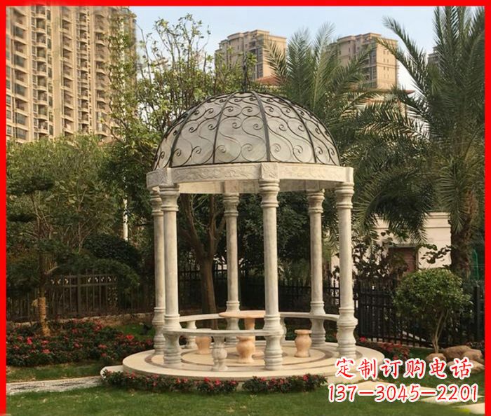 甘肃小区欧式圆顶凉亭石雕 (2)