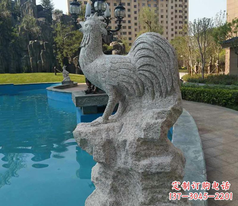 甘肃小区十二生肖鸡动物石雕