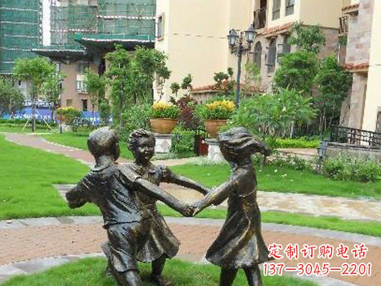 甘肃小区铜雕儿童玩游戏人物雕塑