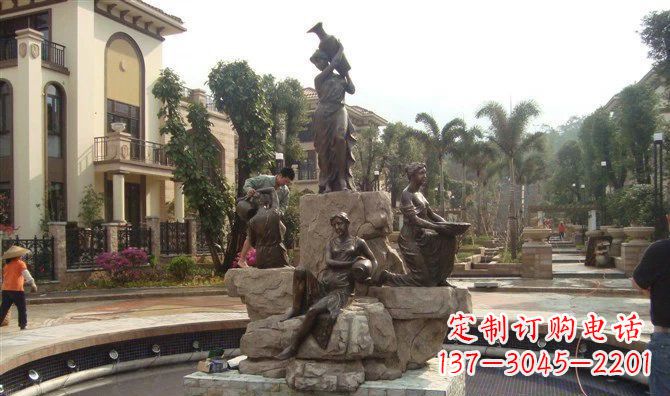 甘肃小区西方美女喷泉人物铜雕
