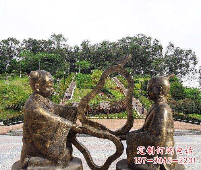 甘肃校园抽象孔融让梨铜雕