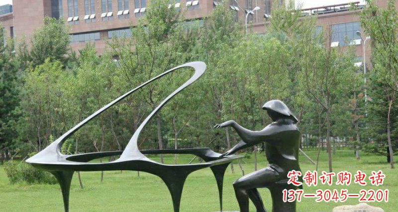 甘肃校园弹钢琴景观铜雕