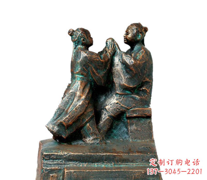 甘肃校园古代孔融让梨人物铜雕
