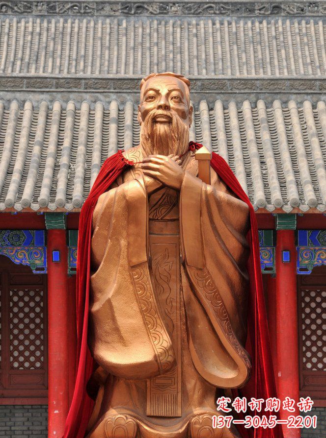 甘肃校园古代名人孔子铜雕