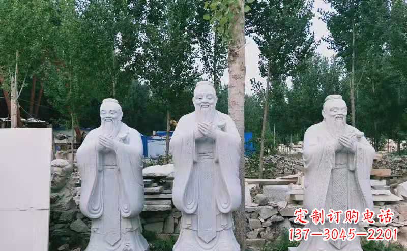 甘肃校园古代名人伟人孔子石雕