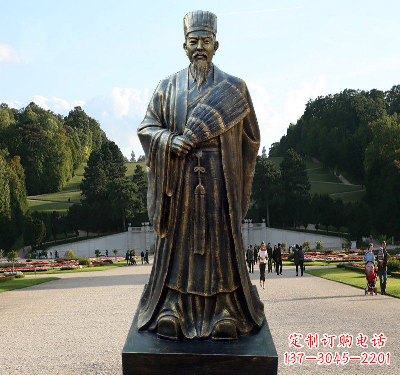 甘肃校园古代名人诸葛亮铜雕