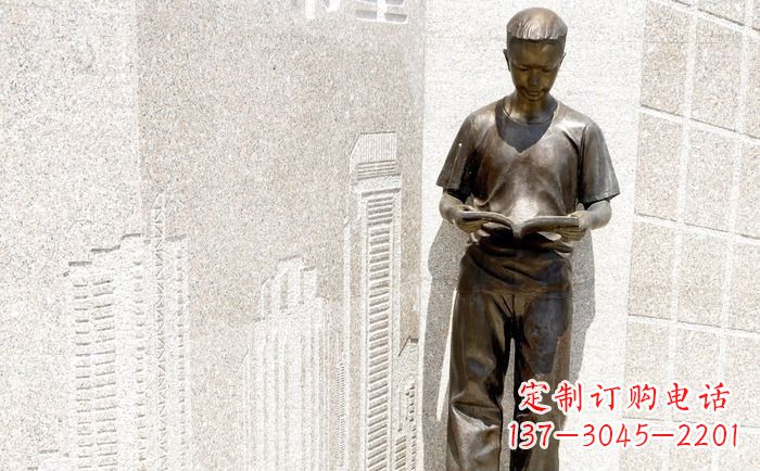 甘肃校园看书的学生人物铜雕