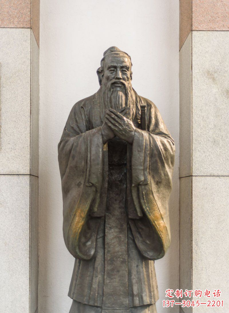 甘肃校园孔子名人铜雕