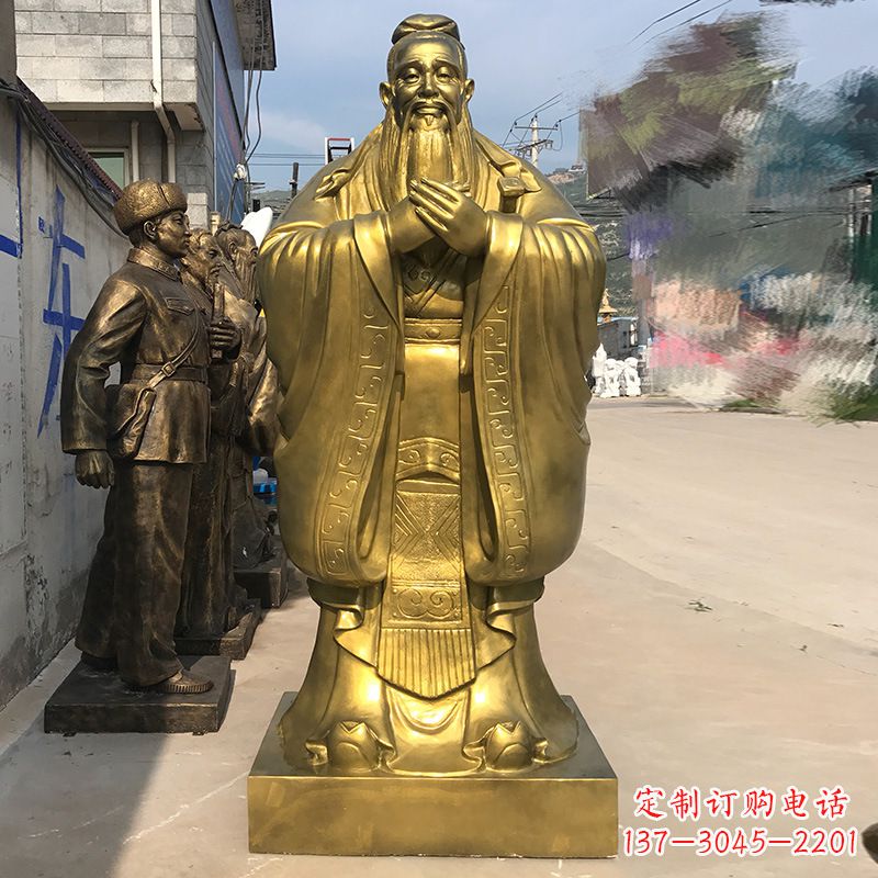 甘肃校园孔子铜雕像
