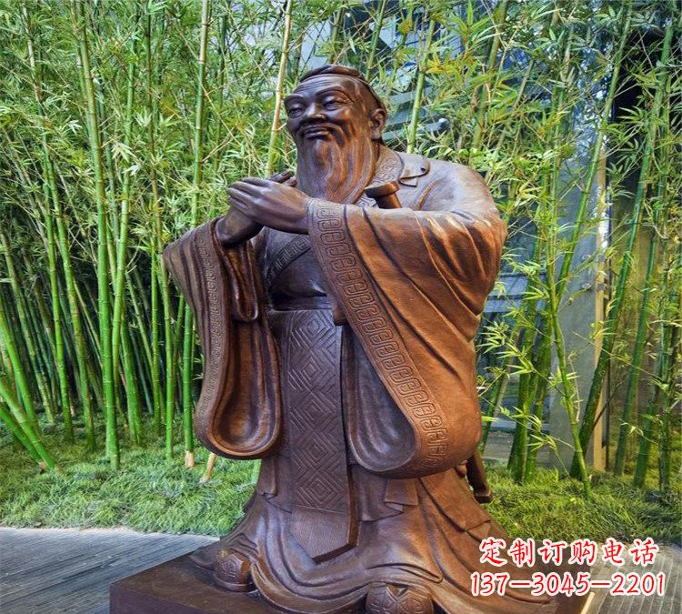 甘肃校园孔子行教像铜雕