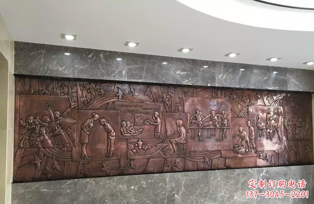甘肃校园老师与学生铜浮雕