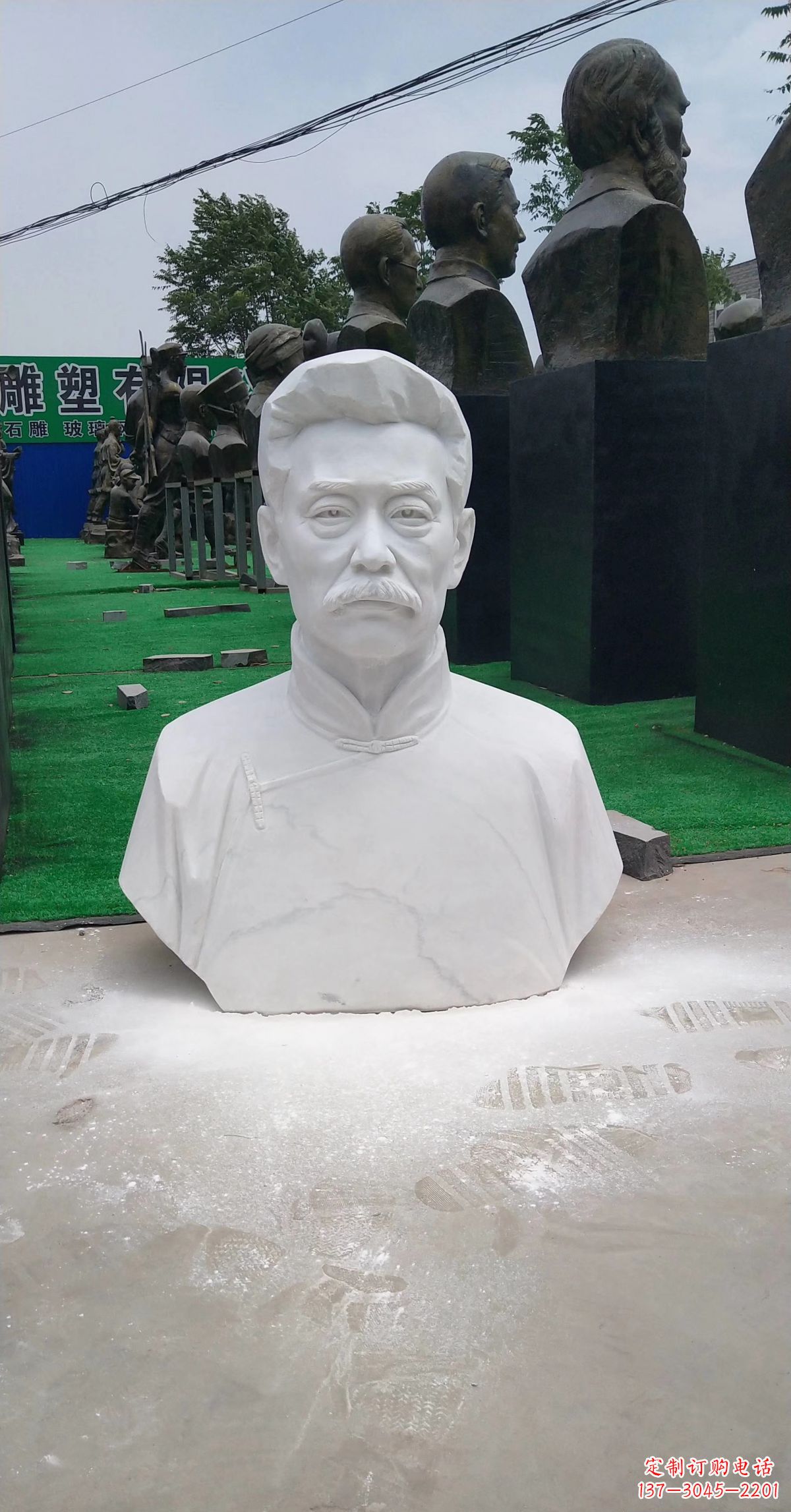 甘肃校园名人汉白玉鲁迅头像