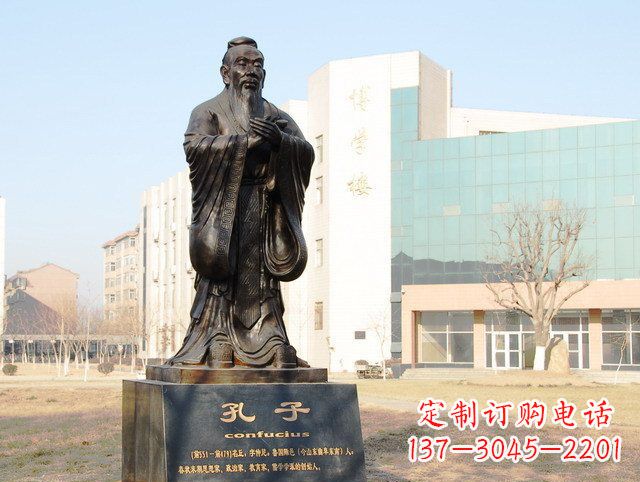 甘肃校园名人孔子铜雕 (2)